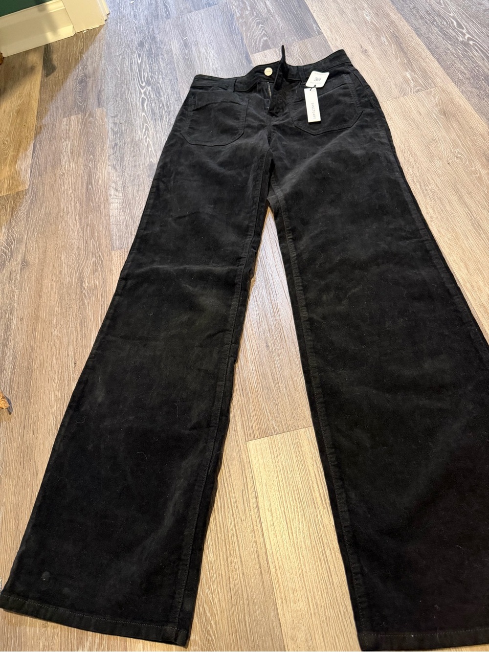 Sanctuary Black Wide-Leg velvet-like Jeans